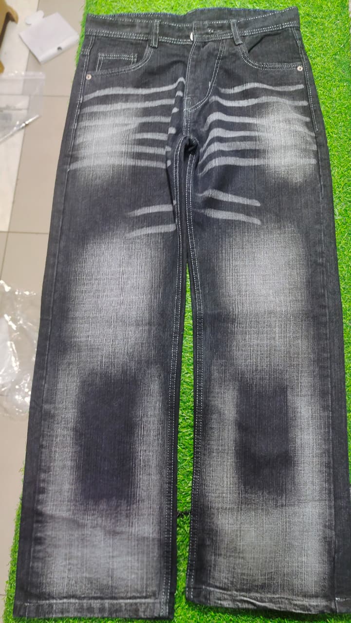 Black Washed Straight-Fit Denim Jeans