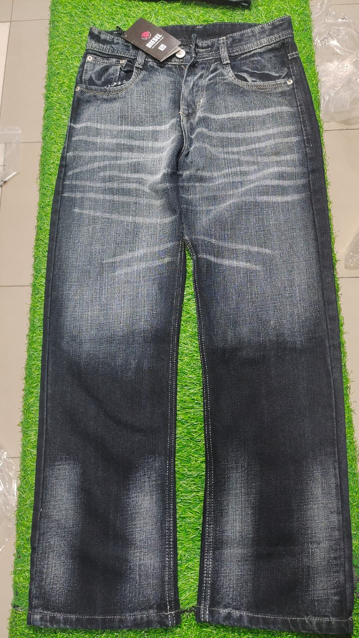 Black Washed Straight-Fit Denim Jeans